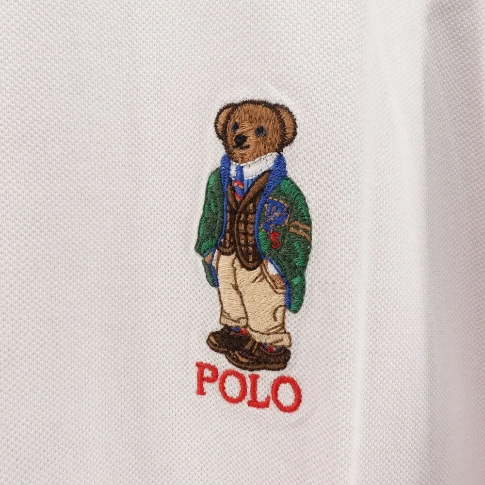Polo Ralph Lauren Men's Slim Fit Polo Bear Polo Shirt White XL